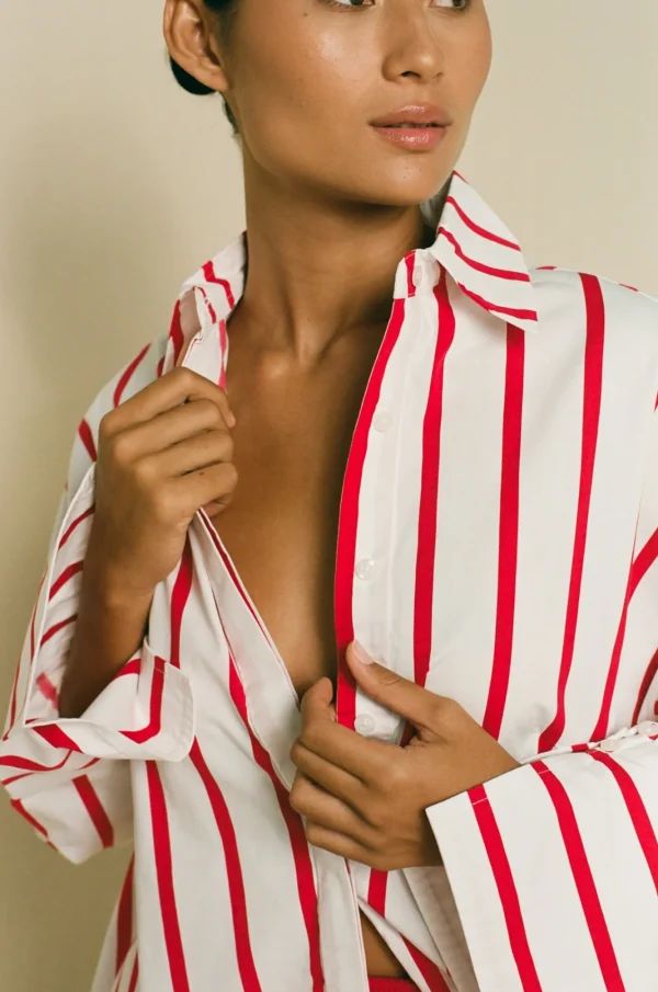 ELCE Swim PRE ORDER // REVERIE SHIRT - RED / WHITE STRIPE* Tops